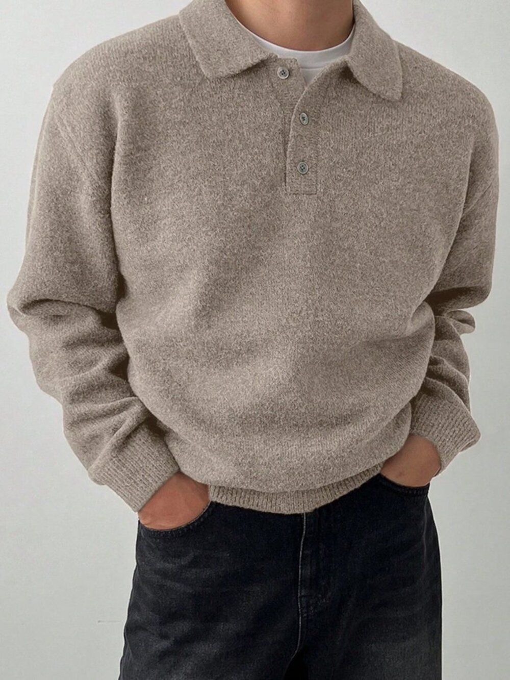 Khaki Casual Men's Knit Sweater
